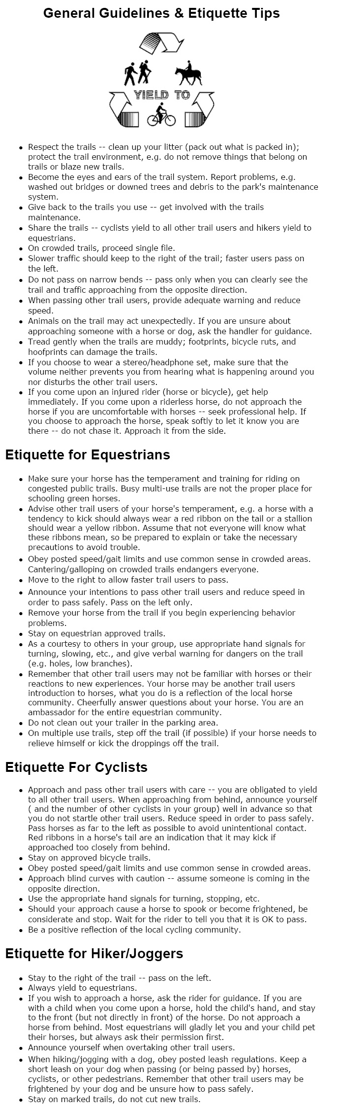 Equestrian Safety and Courtesy Guidelines