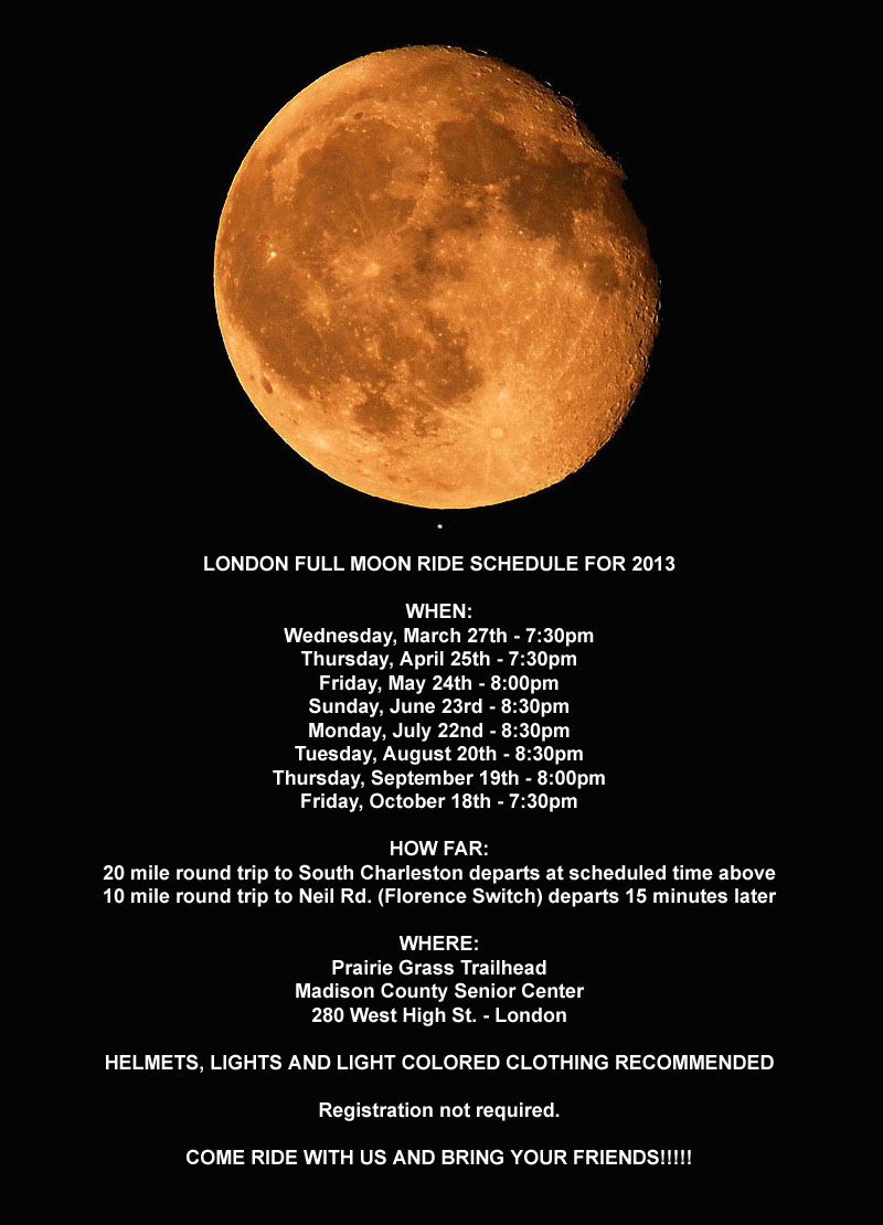 2013 Full Moon Ride Schedule