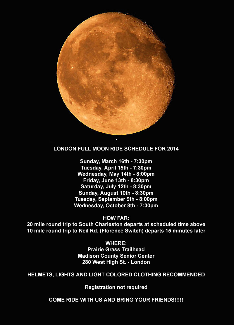 2014 Full Moon Ride Schedule