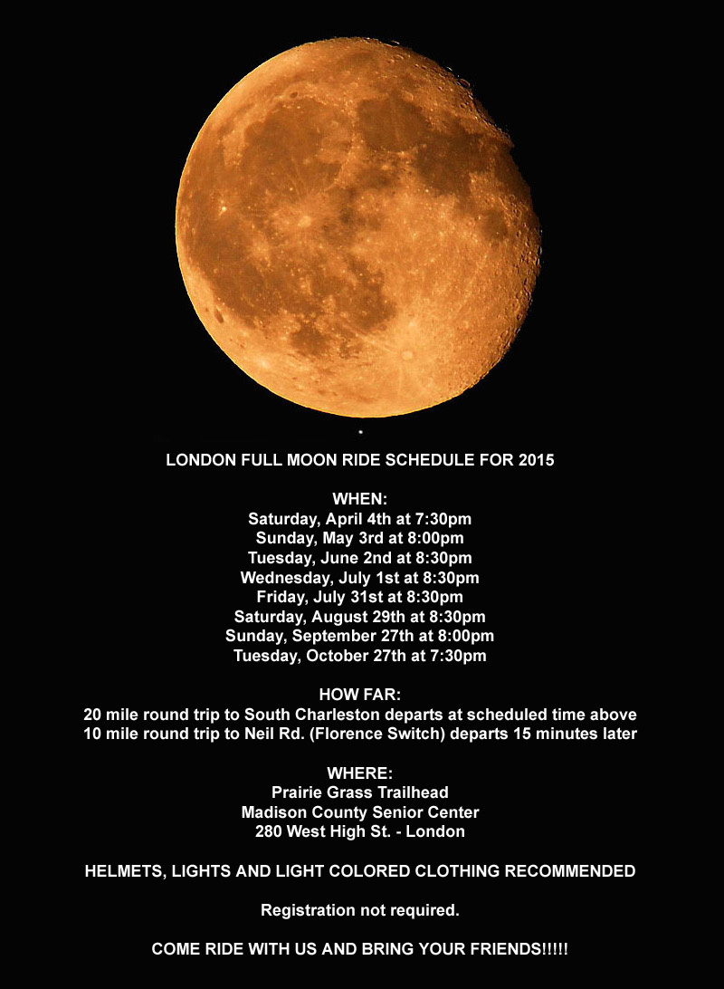 2015 Full Moon Ride Schedule