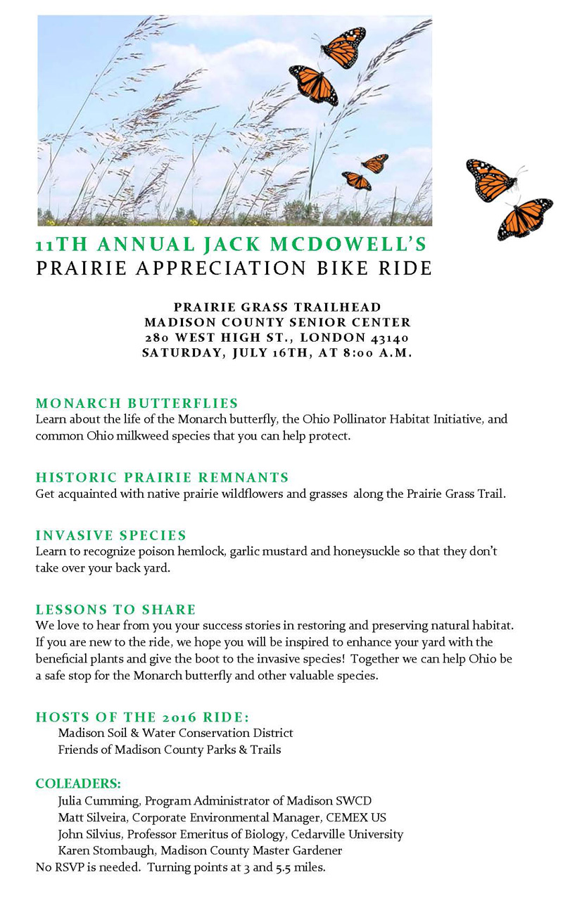 07-09-13 - Madison Press article:  Prairie appreciation bike ride scheduled