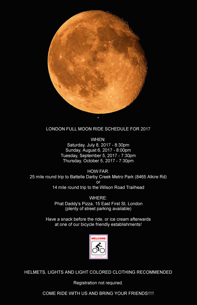 2017 Full Moon Ride Schedule